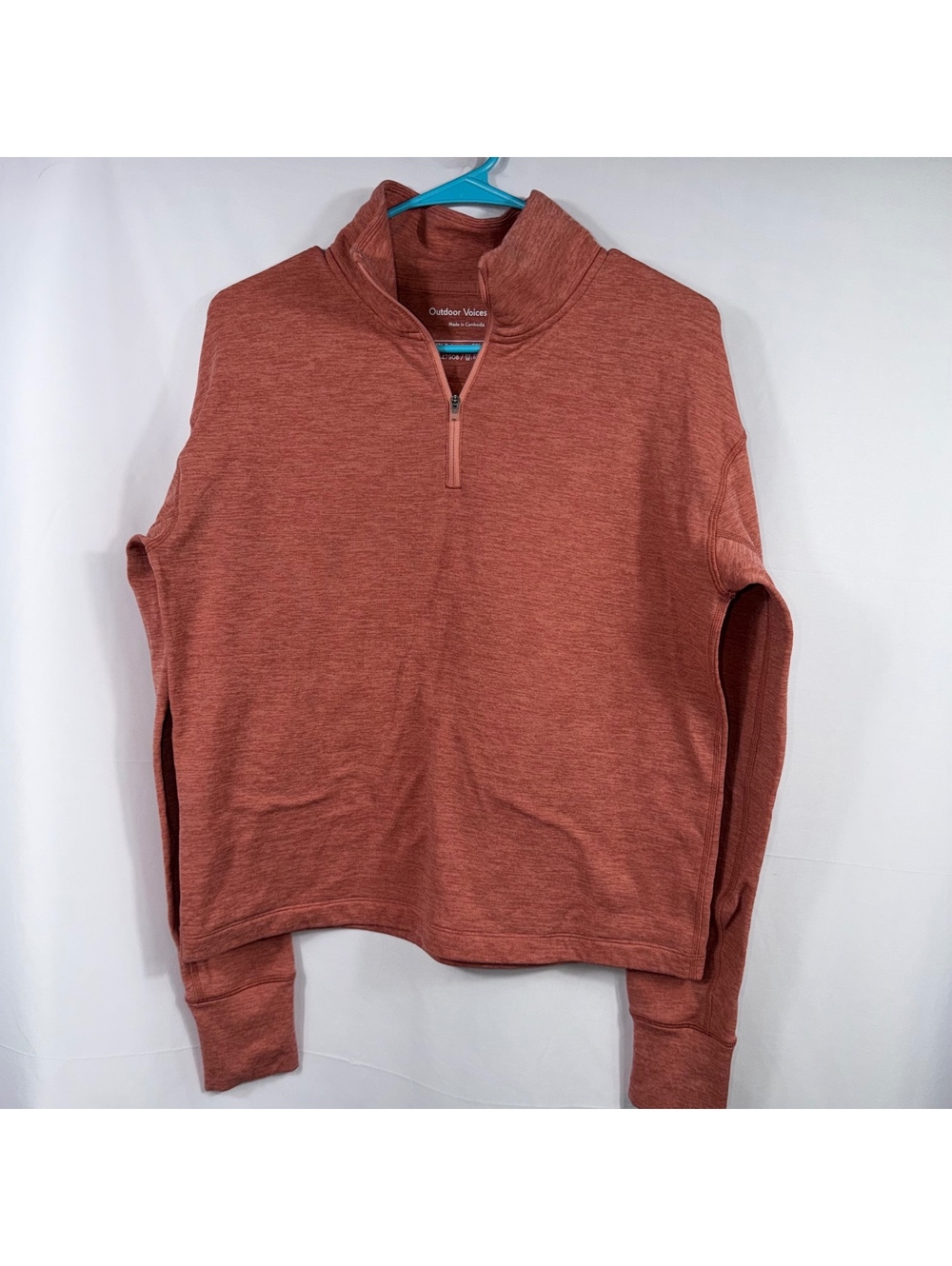 Outdoor Voices Women’s Heathered Rust Quarter Zip Pullover Athletic Top Small